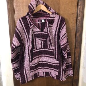 Artesanias Baja Hoodie XL Drug Rug Black White Red Pullover Beach Jacket